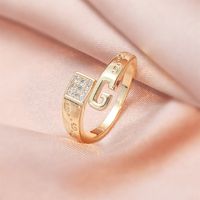 Love Zircon Ring Gold Fashion Adjustable Copper Ring Wholesale sku image 33