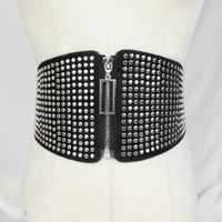 Fashion Solid Color Pu Leather Rivet Women's Corset Belts sku image 1