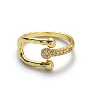 Fashion Micro Inlaid Zircon Open Adjustable Copper Ring Real Gold Plating sku image 32