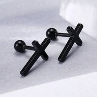 Simple Cross Titanium Steel Hypoallergenic Earrings Wholesale main image 4