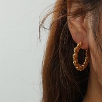 Aretes En Forma De C Con Diseño De Semicírculo De Letras Huecas De París sku image 3