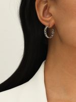 Aretes En Forma De C Con Diseño De Semicírculo De Letras Huecas De París sku image 32