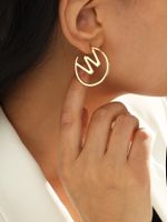 Paris Hollow Letter Semicircle Design Styling C-shaped Earrings sku image 31