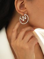 Paris Hollow Letter Semicircle Design Styling C-shaped Earrings sku image 28