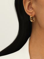 Paris Hollow Letter Semicircle Design Styling C-shaped Earrings sku image 19