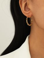 Aretes En Forma De C Con Diseño De Semicírculo De Letras Huecas De París sku image 16