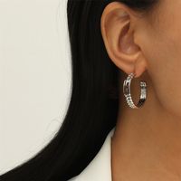 Aretes En Forma De C Con Diseño De Semicírculo De Letras Huecas De París sku image 20