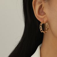 Paris Hollow Letter Semicircle Design Styling C-shaped Earrings sku image 18