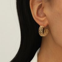 Aretes En Forma De C Con Diseño De Semicírculo De Letras Huecas De París sku image 43