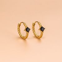 1 Pair Fashion Geometric Gold Plated Stainless Steel Zircon Gold Plated Hoop Earrings main image 5