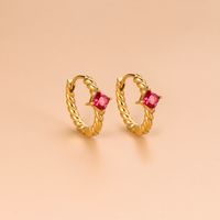 1 Pair Fashion Geometric Gold Plated Stainless Steel Zircon Gold Plated Hoop Earrings main image 3