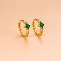 1 Pair Fashion Geometric Gold Plated Stainless Steel Zircon Gold Plated Hoop Earrings main image 4