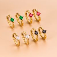 1 Pair Fashion Geometric Gold Plated Stainless Steel Zircon Gold Plated Hoop Earrings main image 7
