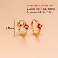 1 Pair Fashion Geometric Gold Plated Stainless Steel Zircon Gold Plated Hoop Earrings main image 6