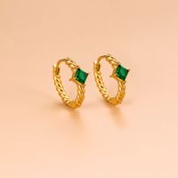 1 Pair Fashion Geometric Gold Plated Stainless Steel Zircon Gold Plated Hoop Earrings sku image 3