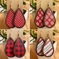 Ethnic Style Plaid Snowman Pu Leather Women's Drop Earrings 1 Pair main image 1