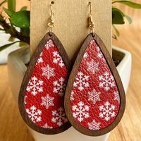 Ethnic Style Plaid Snowman Pu Leather Women's Drop Earrings 1 Pair main image 4