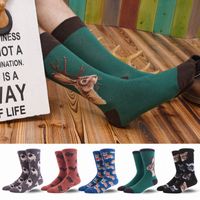 Hommes Mode Animal Chat Wapiti Nylon Coton Jacquard Crew Socks main image 1