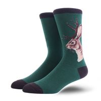 Men's Fashion Animal Cat Elk Nylon Cotton Jacquard Crew Socks sku image 6
