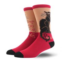 Men's Fashion Animal Cat Elk Nylon Cotton Jacquard Crew Socks sku image 7