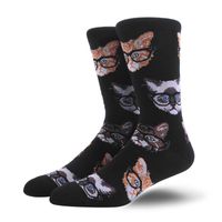 Men's Fashion Animal Cat Elk Nylon Cotton Jacquard Crew Socks sku image 12