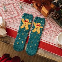 Women's Fashion Santa Claus Snowman Snowflake Coral Fleece Jacquard Crew Socks sku image 7
