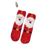 Women's Fashion Santa Claus Snowman Snowflake Coral Fleece Jacquard Crew Socks main image 6