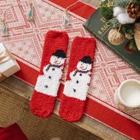 Women's Fashion Santa Claus Snowman Snowflake Coral Fleece Jacquard Crew Socks sku image 15