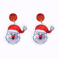 Fashion Christmas Tree Santa Claus Bell Pvc Printing Transparent Women's Drop Earrings 1 Pair sku image 8