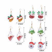 Fashion Christmas Tree Santa Claus Bell Pvc Printing Transparent Women's Drop Earrings 1 Pair main image 3