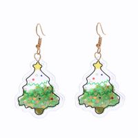 Fashion Christmas Tree Santa Claus Bell Pvc Printing Transparent Women's Drop Earrings 1 Pair sku image 2