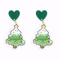 Fashion Christmas Tree Santa Claus Bell Pvc Printing Transparent Women's Drop Earrings 1 Pair sku image 7