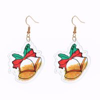 Fashion Christmas Tree Santa Claus Bell Pvc Printing Transparent Women's Drop Earrings 1 Pair sku image 1