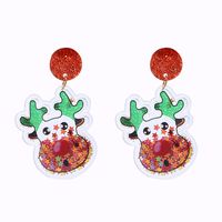 Fashion Christmas Tree Santa Claus Bell Pvc Printing Transparent Women's Drop Earrings 1 Pair sku image 10