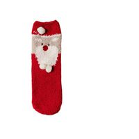 Frau Cartoon-stil Weihnachtsmann Streifen Polyester Korallenvlies Crew Socken main image 5