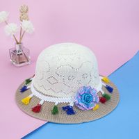 Children Unisex Fashion Flower Tassel Straw Hat sku image 2