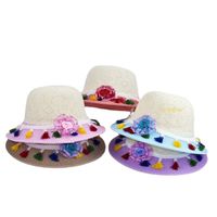 Children Unisex Fashion Flower Tassel Straw Hat main image 3