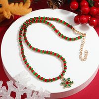 Cute Christmas Tree Santa Claus Snowflake Beaded Inlay Rhinestones Women's Pendant Necklace 1 Piece main image 5
