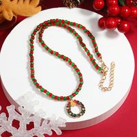 Süß Weihnachtsbaum Weihnachtsmann Schneeflocke Perlen Inlay Strasssteine Frau Halskette Mit Anhänger 1 Stück main image 3