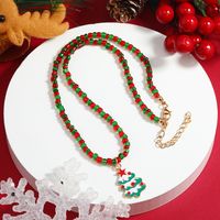 Cute Christmas Tree Santa Claus Snowflake Beaded Inlay Rhinestones Women's Pendant Necklace 1 Piece main image 2