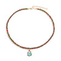 Cute Christmas Tree Santa Claus Snowflake Beaded Inlay Rhinestones Women's Pendant Necklace 1 Piece sku image 7