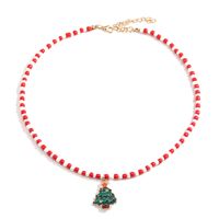 Cute Christmas Tree Santa Claus Snowflake Beaded Inlay Rhinestones Women's Pendant Necklace 1 Piece sku image 2