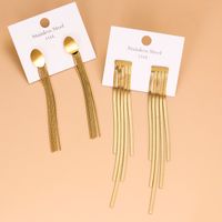 Simple Style Tassel Stainless Steel Tassel Gold Plated Drop Earrings 1 Pair main image 6
