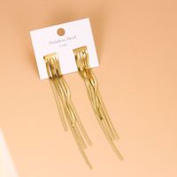 Simple Style Tassel Stainless Steel Tassel Gold Plated Drop Earrings 1 Pair sku image 1