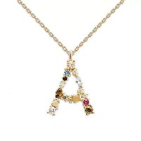 Fashion Letter Copper Plating Inlay Rhinestones Pendant Necklace 1 Piece sku image 1