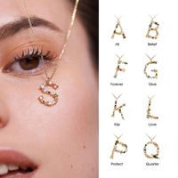 Fashion Letter Copper Plating Inlay Rhinestones Pendant Necklace 1 Piece main image 1