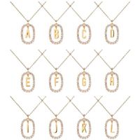 Fashion Letter Copper Plating Inlay Rhinestones Pendant Necklace 1 Piece main image 4