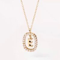 Fashion Letter Copper Plating Inlay Rhinestones Pendant Necklace 1 Piece sku image 6