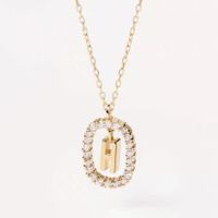 Fashion Letter Copper Plating Inlay Rhinestones Pendant Necklace 1 Piece sku image 9