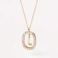 Fashion Letter Copper Plating Inlay Rhinestones Pendant Necklace 1 Piece sku image 13